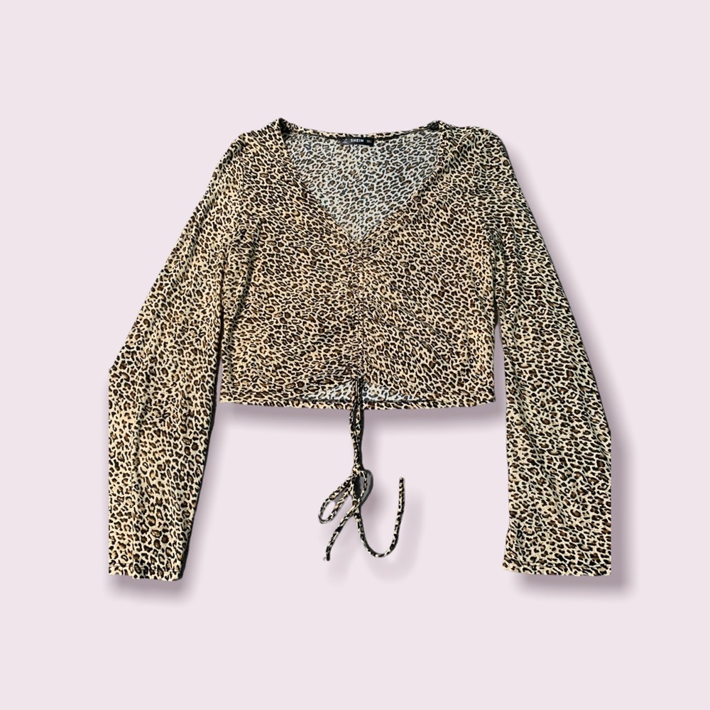 Animal Print Long Sleeve Crop Top